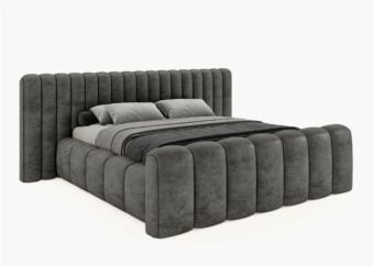Bett mit Bettkasten Derby 200 x 200 cm in Dunkelgrau Gelotti Velours