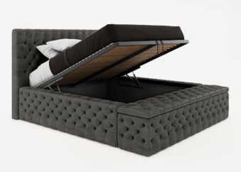 Bett mit Bettkasten Manchester 200 x 200 cm in Dunkelgrau Gelotti Velours