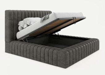 Bett mit Bettkasten Nizza 200 x 200 cm in Dunkelgrau Gelotti Velours