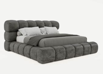 Bett mit Bettkasten York 200 x 200 cm in Dunkelgrau Gelotti Velours