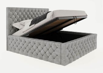 Bett mit Bettkasten Bedford 200 x 200 cm in Grau Gelotti Velours