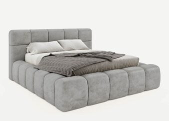 Bett mit Bettkasten Bristol 200 x 200 cm in Grau Gelotti Velours