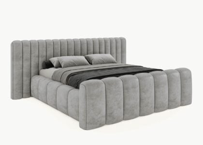 Bett mit Bettkasten Derby 180 x 200 cm in Grau Gelotti Velours
