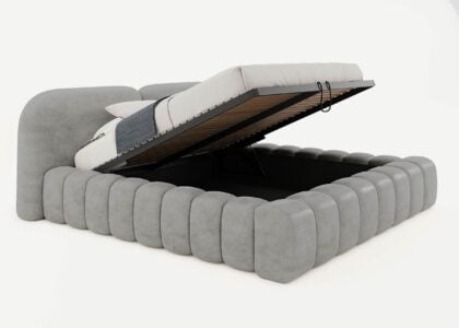 Bett mit Bettkasten Kimi 200 x 200 cm in Grau Gelotti Velours