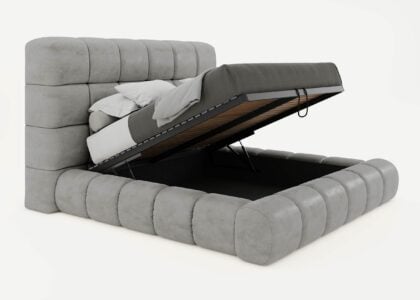 Bett mit Bettkasten Luton in Grau Velours