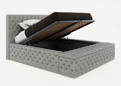 Bett mit Bettkasten Manchester 180 x 200 cm in Grau Gelotti Velours