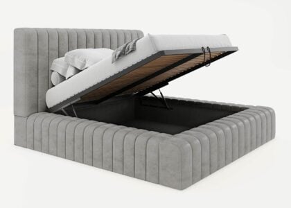 Bett mit Bettkasten Nizza 200 x 200 cm in Grau Gelotti Velours