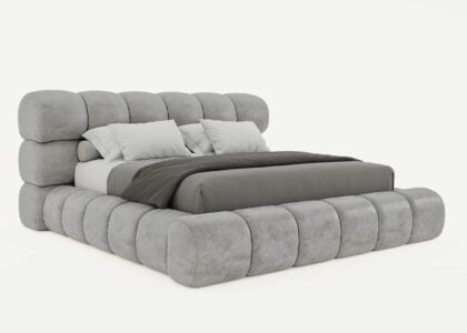 Bett mit Bettkasten York 200 x 200 cm in Grau Gelotti Velours