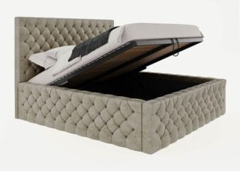 Bett mit Bettkasten Bedford 200 x 200 cm in Taupe Gelotti Velours