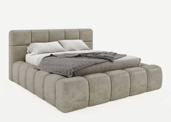 Bett mit Bettkasten Bristol 200 x 200 cm in Taupe Gelotti Velours