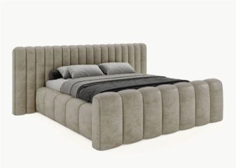 Bett mit Bettkasten Derby 200 x 200 cm in Taupe Gelotti Velours