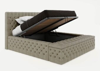 Bett mit Bettkasten Manchester 200 x 200 cm in Taupe Gelotti Velours